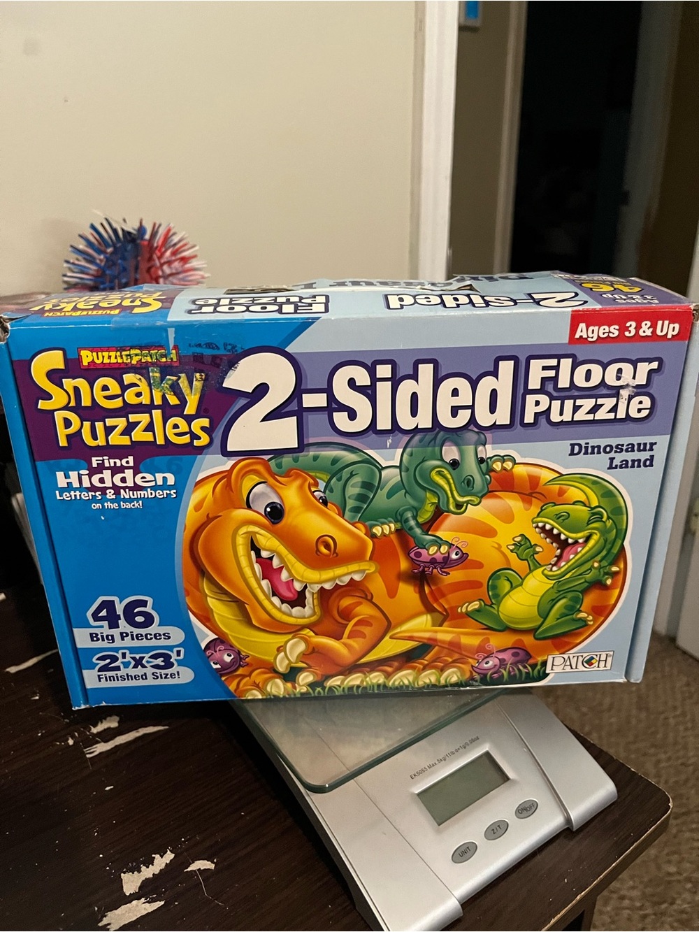 2-Sided Floor Puzzle - Blue Dinosaur Land